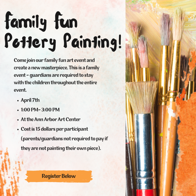 Banner Image for Family Fun Pottery Painting at Ann Arbor Art Center