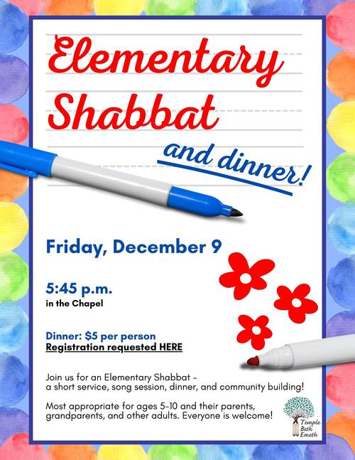 Banner Image for Elementary Shabbat - December