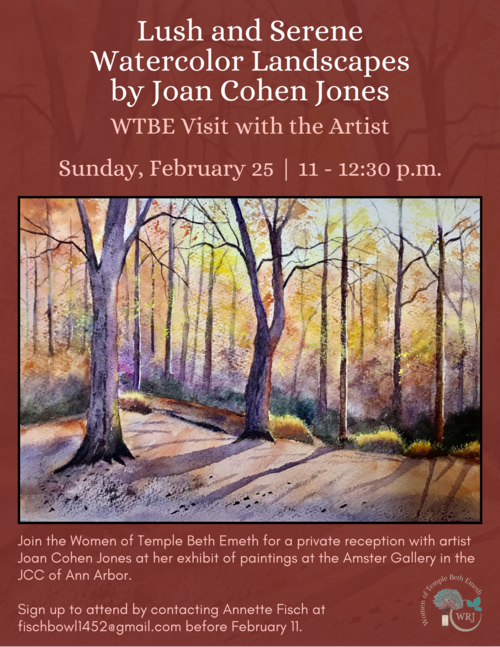 Banner Image for WTBE Art Reception with Joan Cohen Jones