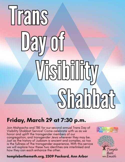 Banner Image for Shabbat Service and Trans Day of Visibility Shabbat