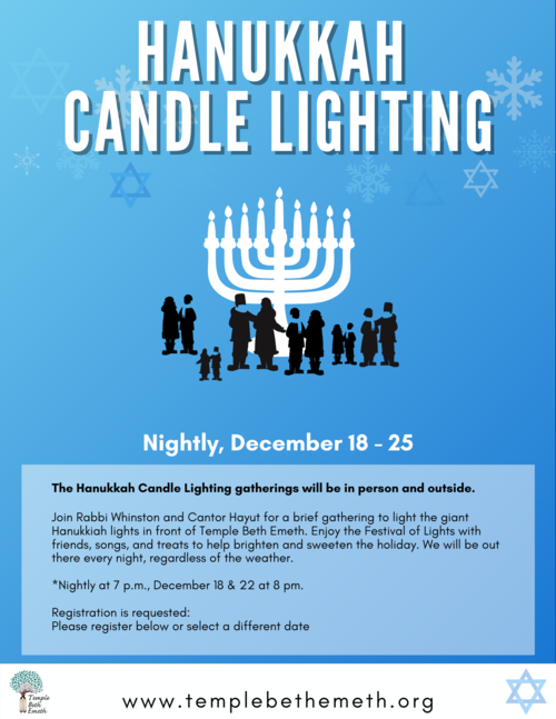 Banner Image for CANCELLED: Hanukkah Candle Lighting - Night 7